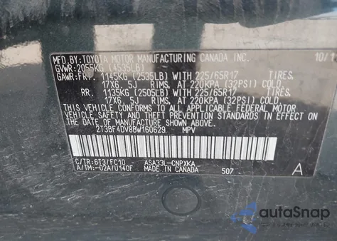 2011 Toyota Rav4 z USA, uszkodzony, nr VIN 2T3BF4DV8BW160629